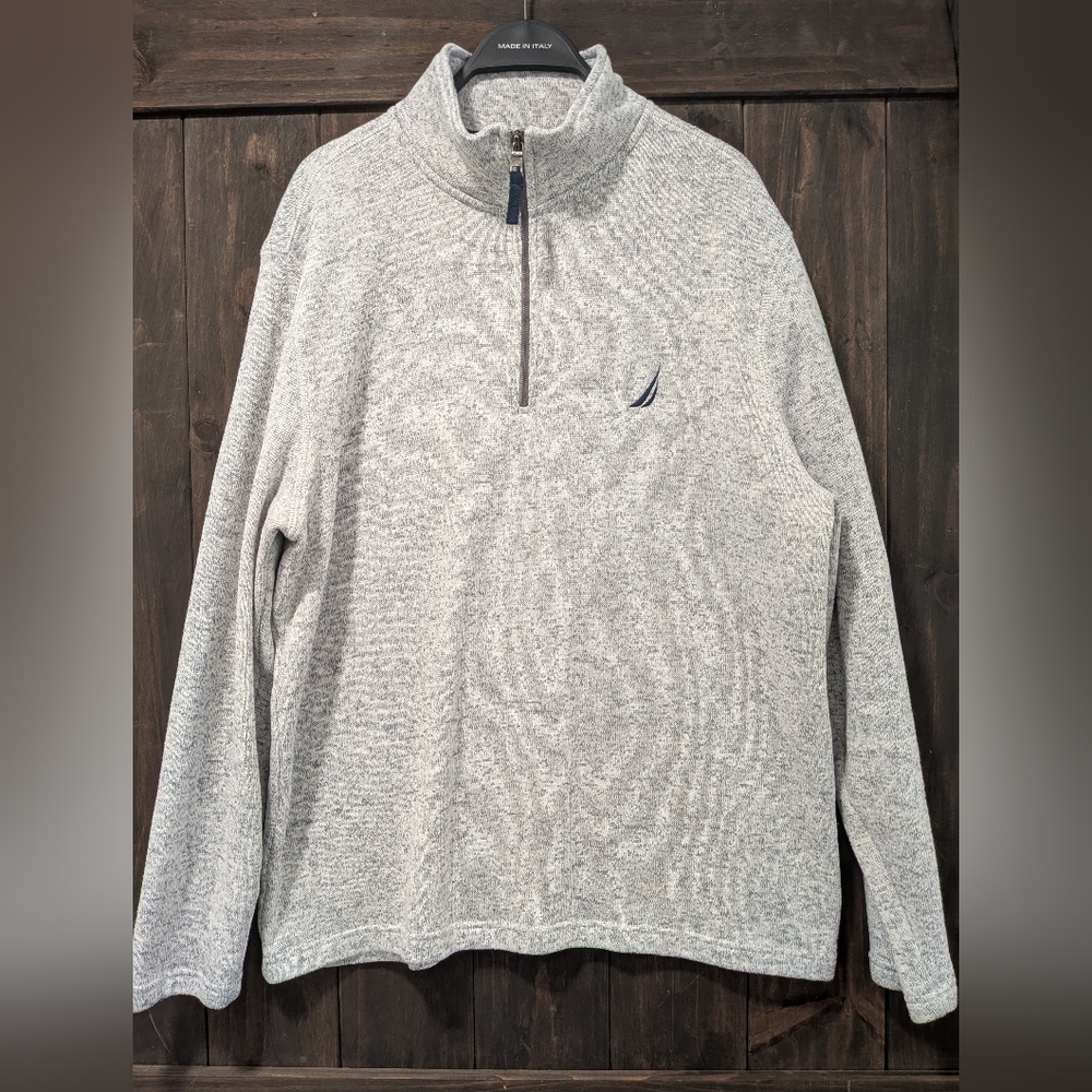 Nautica Men’s Quarter-Zip Heather Gray Pullover Sweater Size XL